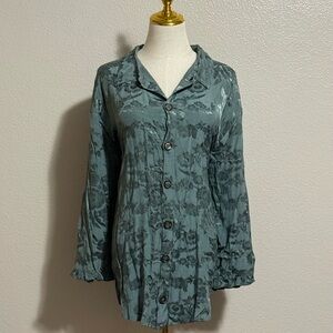 Vintage CP Shades Sausalito Floral Rayon Button Up Shirt Long Sleeve Size L